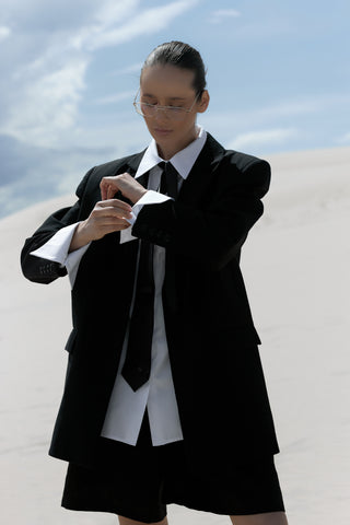 Straight-сut blazer with structured shoulders