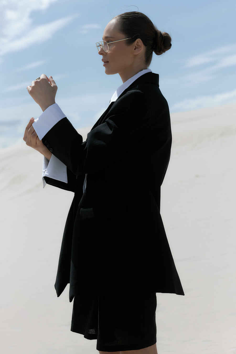 Straight-сut blazer with structured shoulders