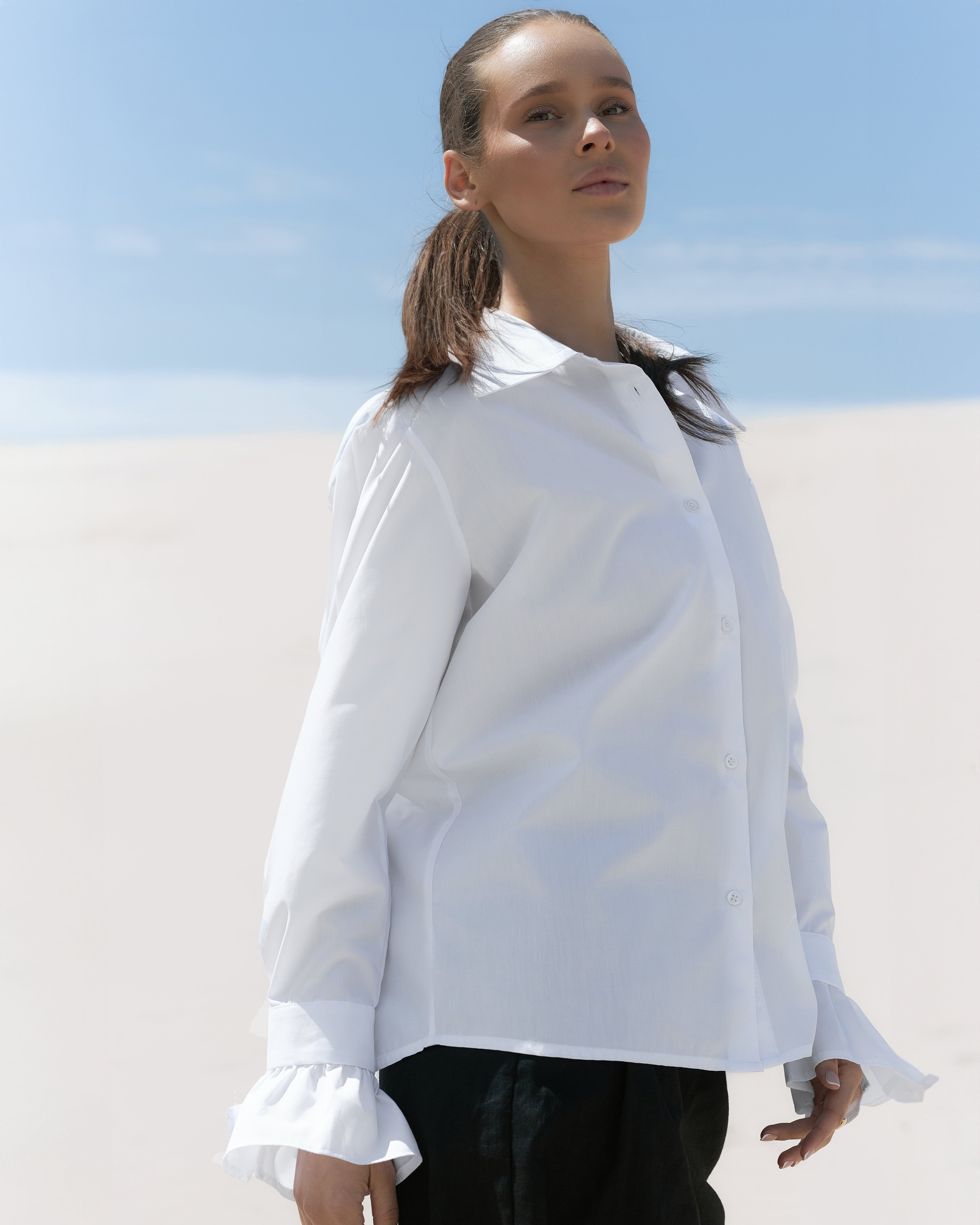 Shirt with ruffled сuffs