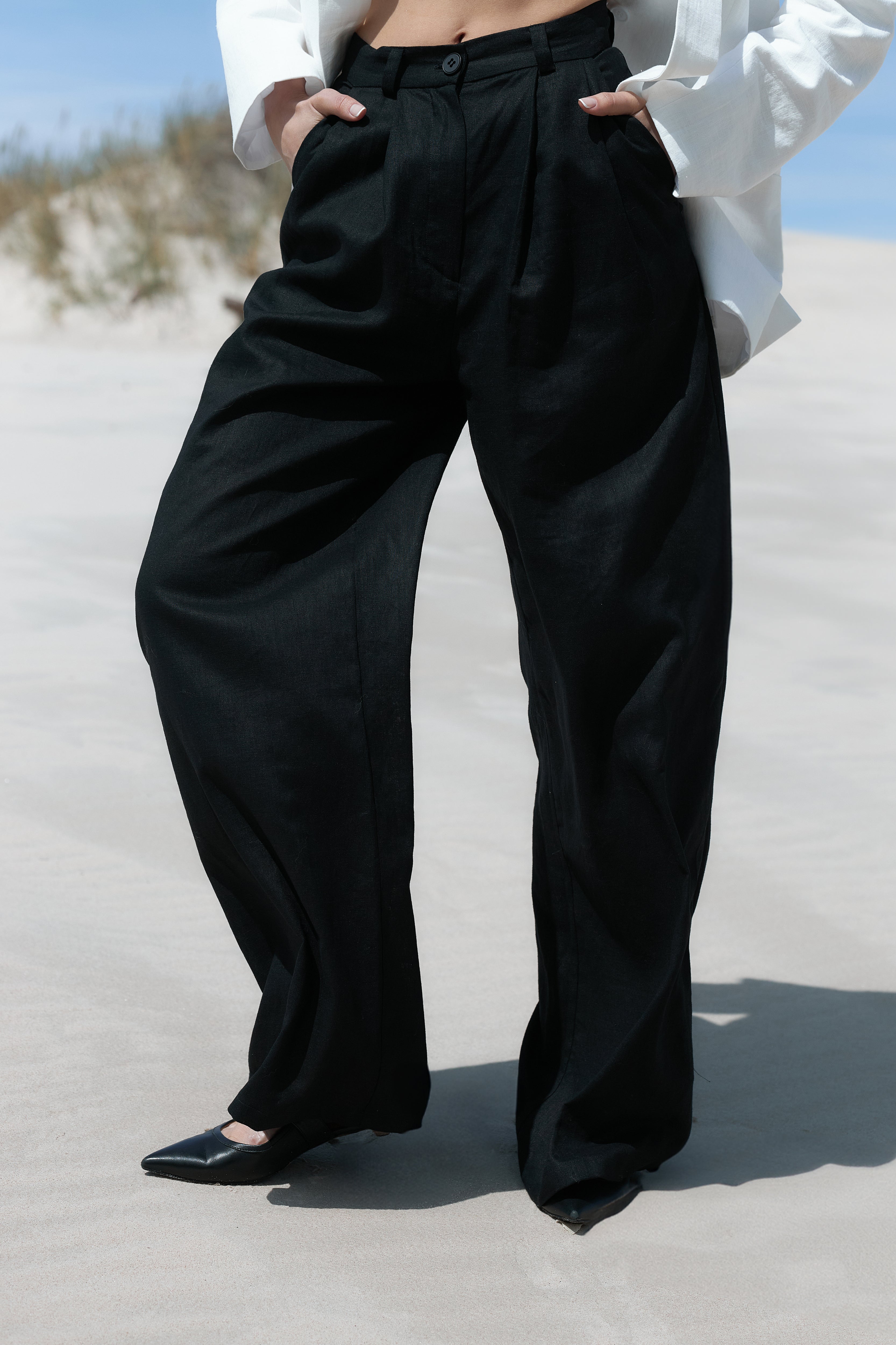 Linen palazzo trousers