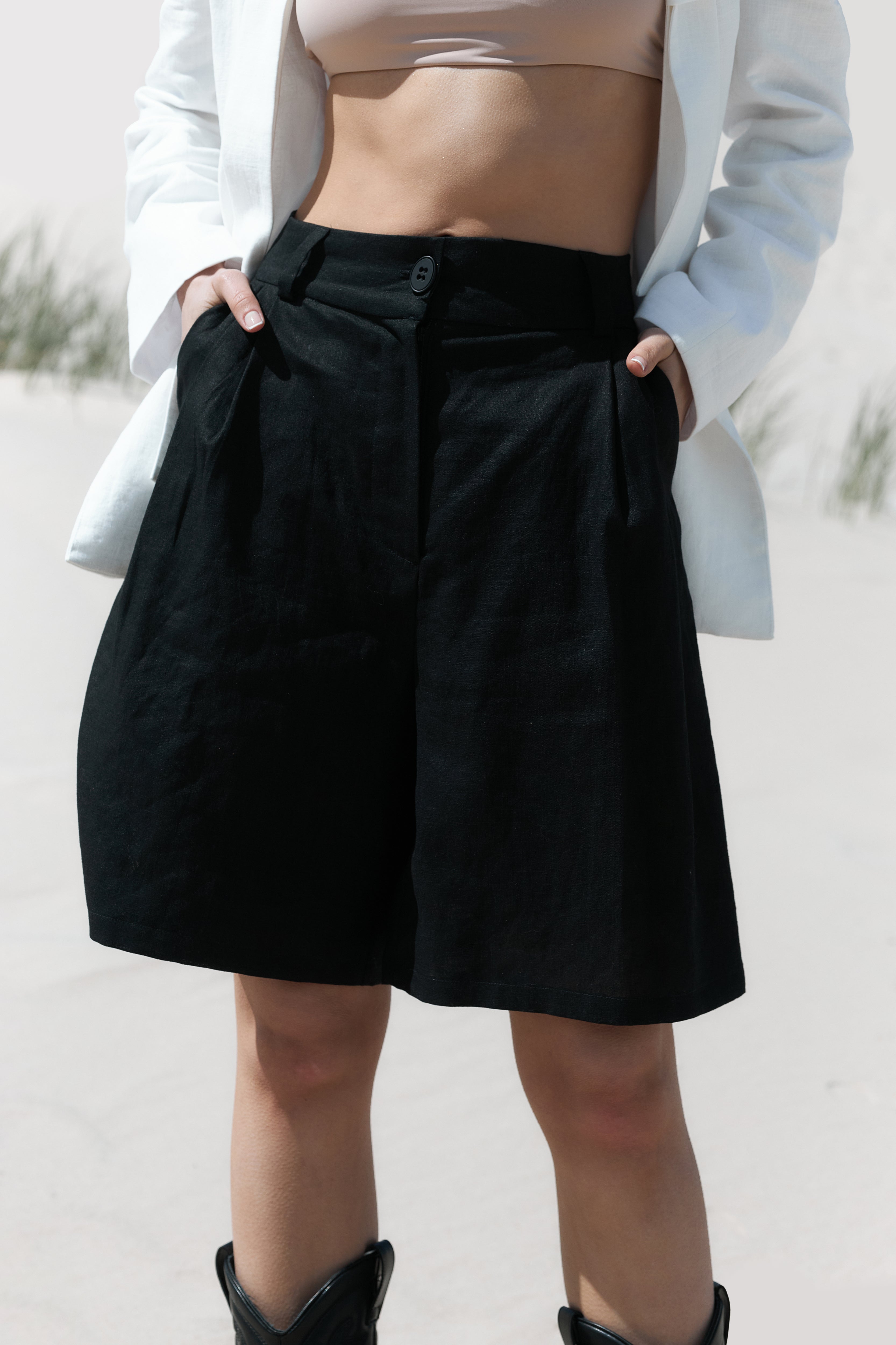 Linen bermuda shorts