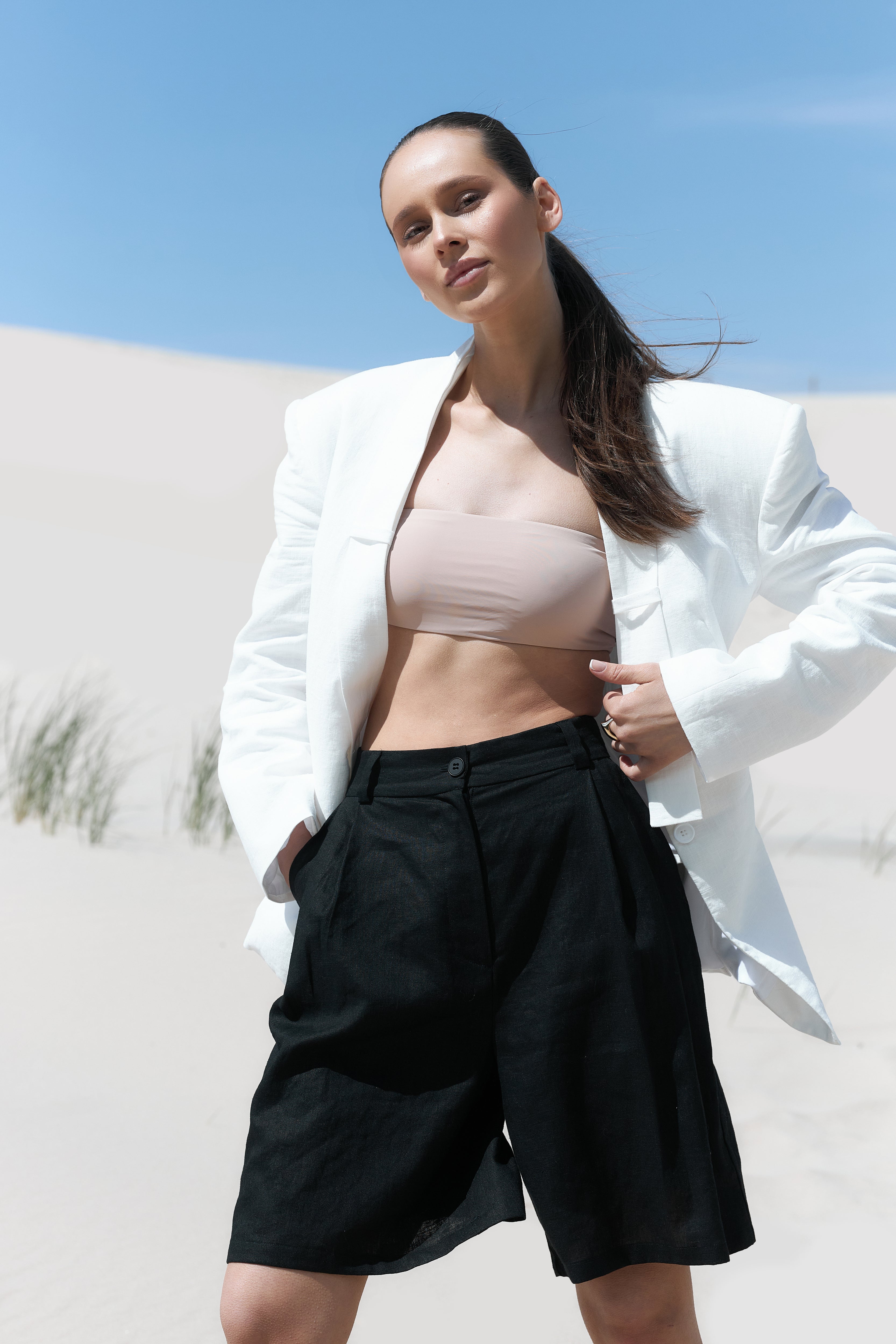 Linen bermuda shorts