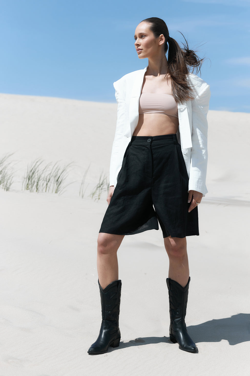 Linen bermuda shorts