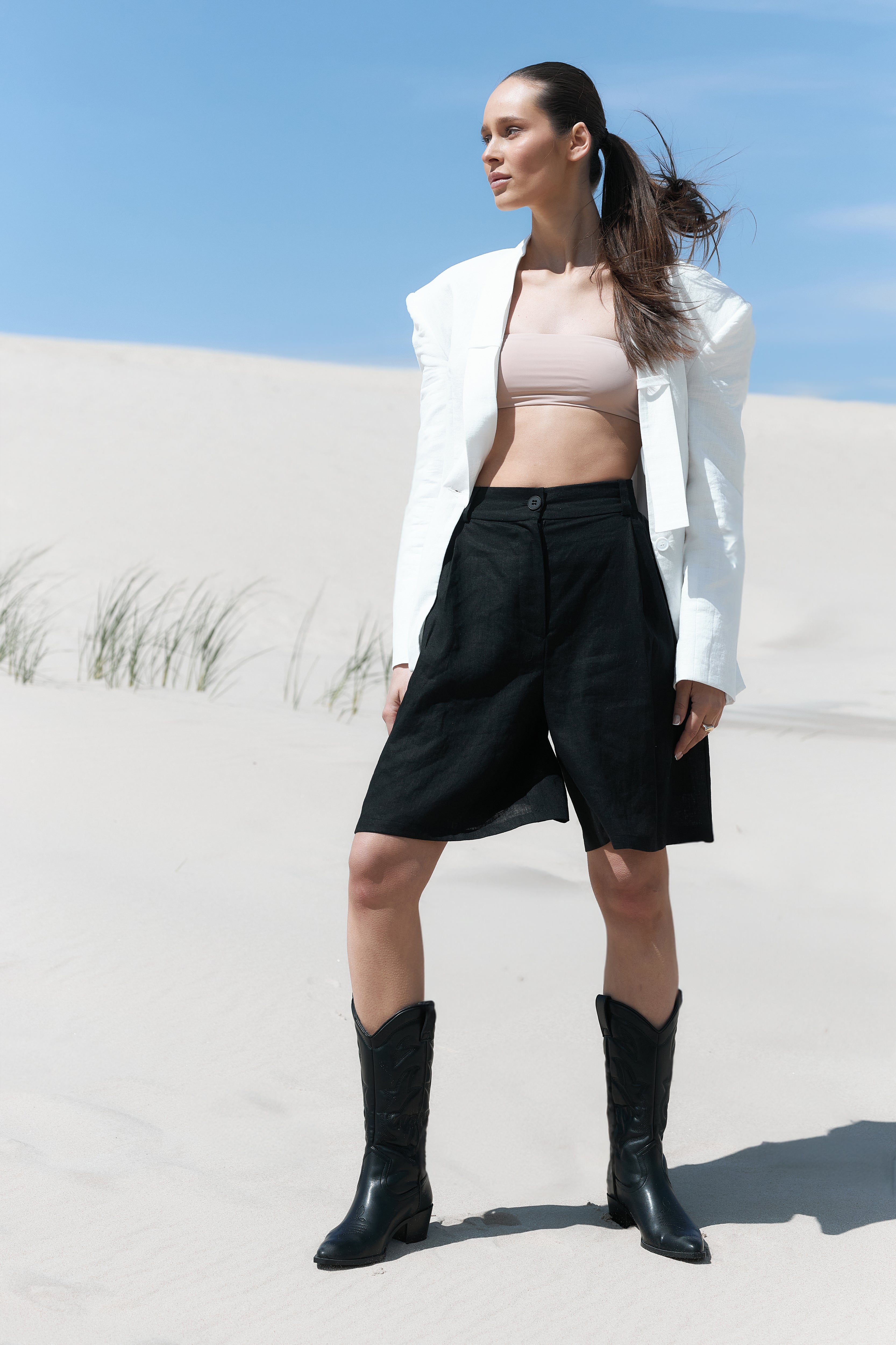 Linen bermuda shorts