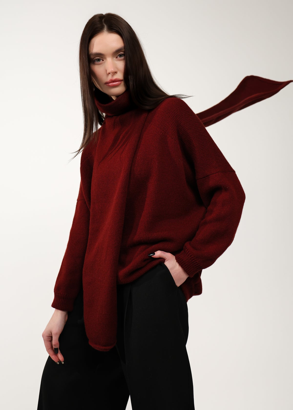 Transformer sweater with detachable scarf