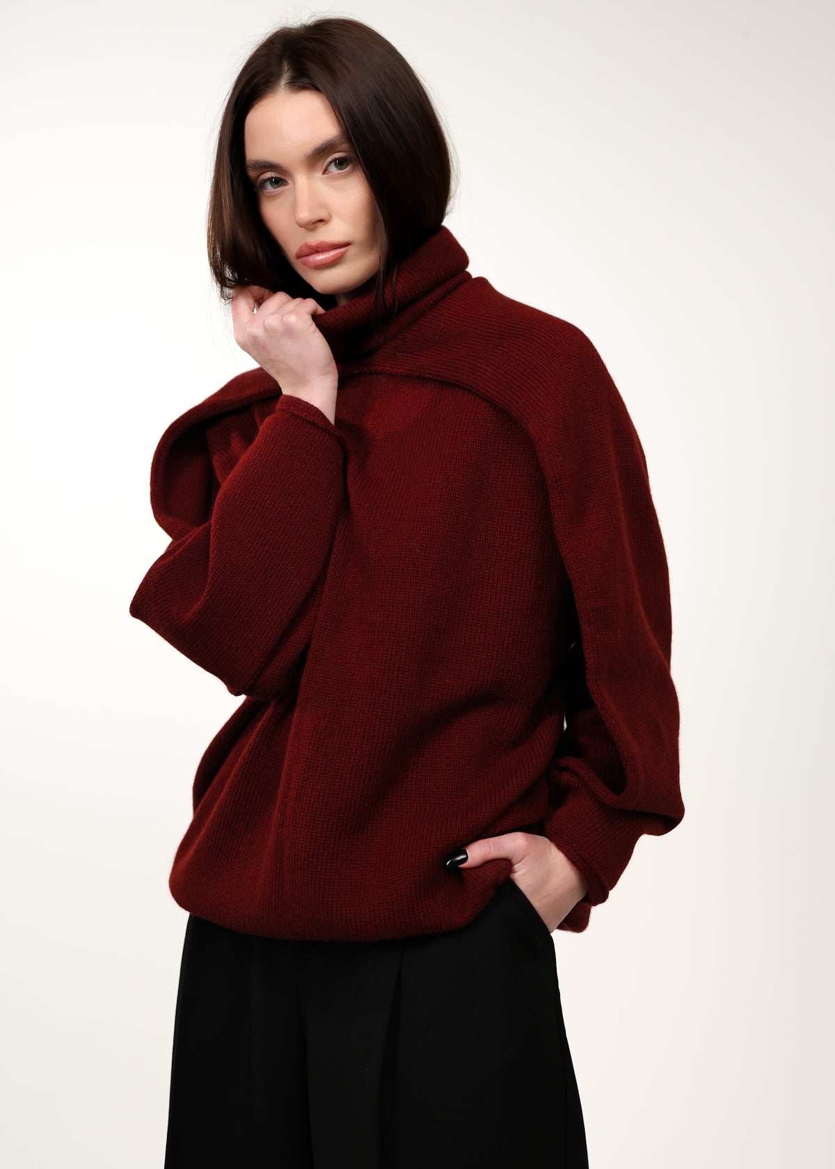 Transformer sweater with detachable scarf